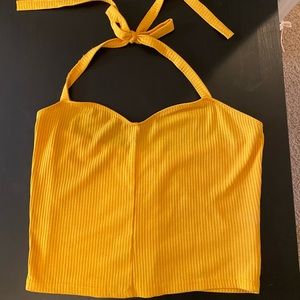 yellow halter with open back